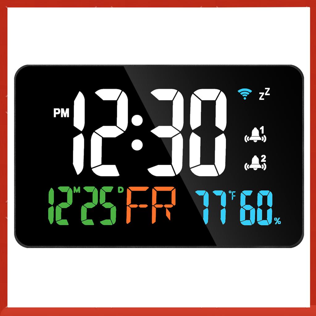 WiFi Digital LED Display  Desktop Clock Calendar Intelligent Thermometer Hygrometer Support WIFI Auto-Calibration