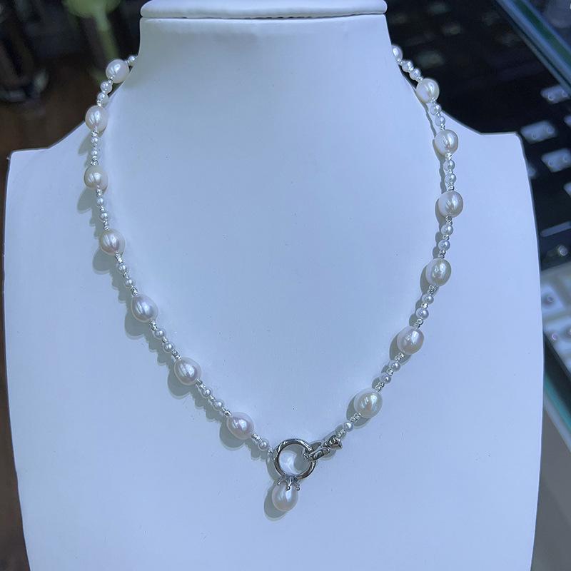Elegant 6-Prong Freshwater Pearl Necklace in White белый