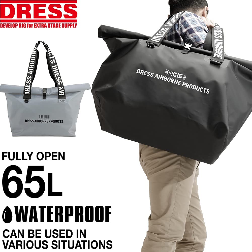 DRESS Waterproof Tote Ideal for Disaster and Large and Also suitable for long and outdoor activities like campfires and Bag, 65L/GRY, Fishing,