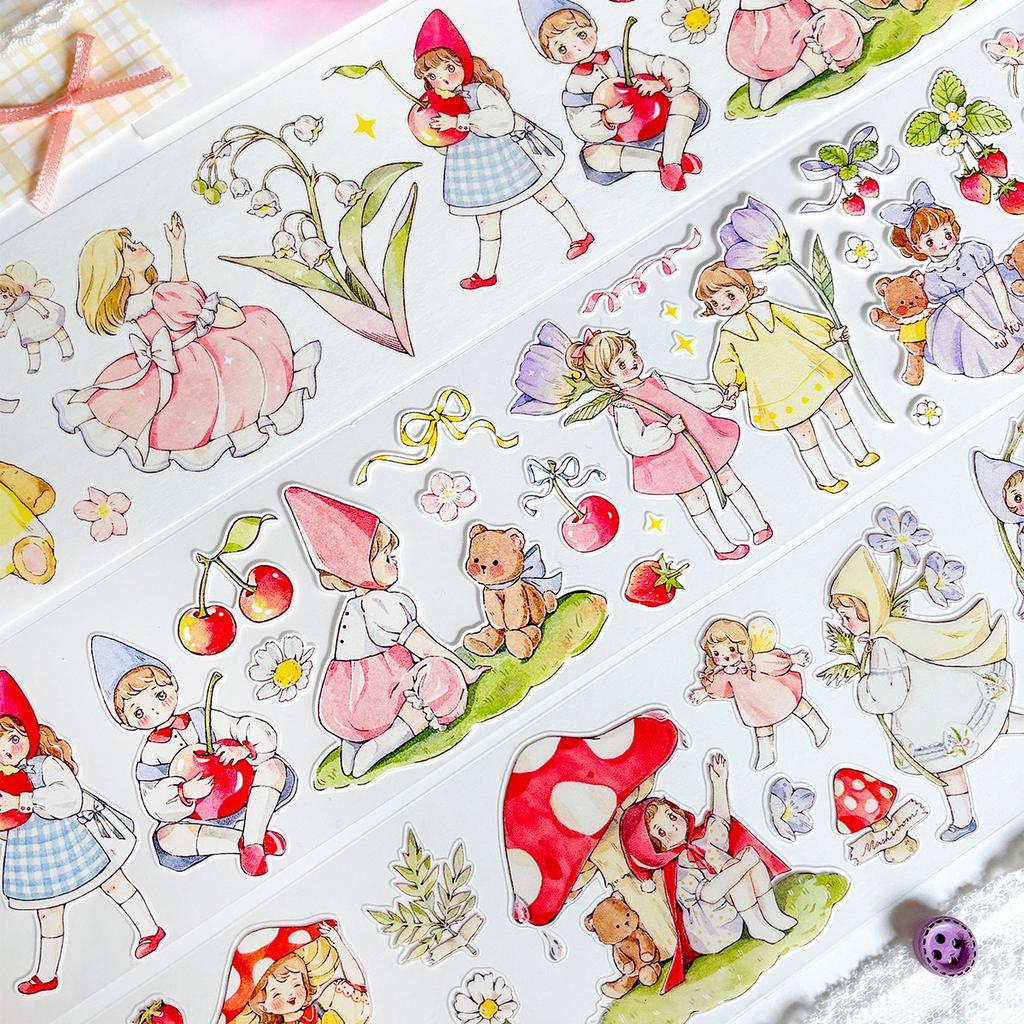 Cute DieCut Washi Tape Stickers - Little People & Angel Diary Collection for Family Travel Diary
