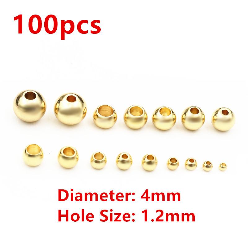 30-100pcs 2-8mm Stainless Steel Gold Color Spacer Beads Charm Loose Bead DIY Bracelets Necklace Beads for Jewelry Making Charms