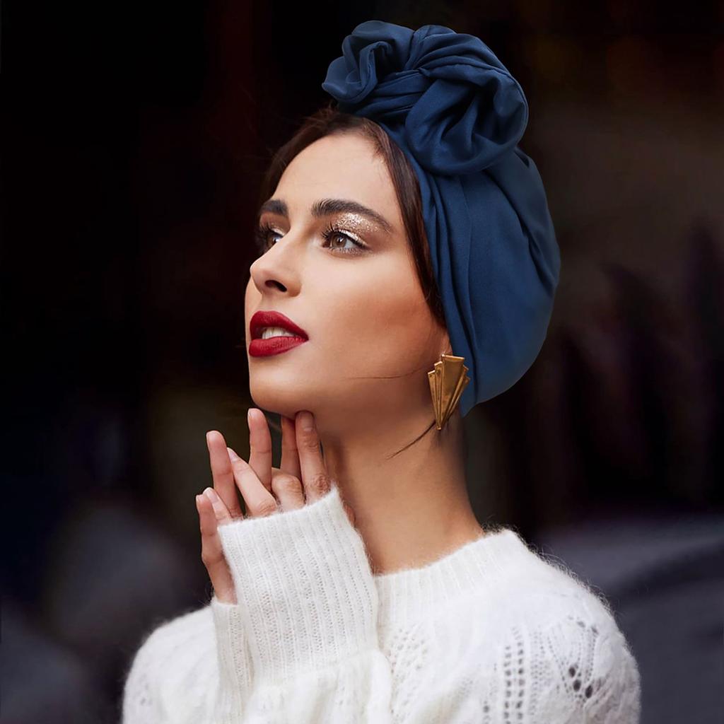 Französischer Vintage Turbanhut Mode Damen Bandana Stirnband Damen Haarabdeckung Kappe Damen Kopfwickel Muslimisches Kopftuch Haube