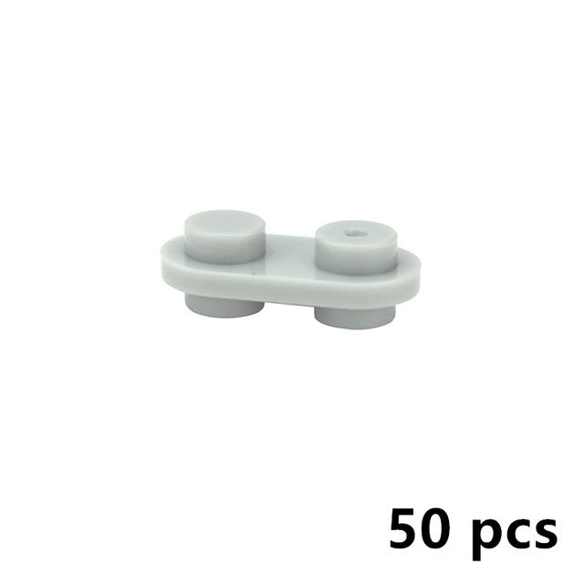 

50PCS 1x1/1x2/2x2/1x4 Special Plates with Knobs Both Sides DIY Technical MOC Building Blocks Parts Creative Toys for Kids світло-сірий колір