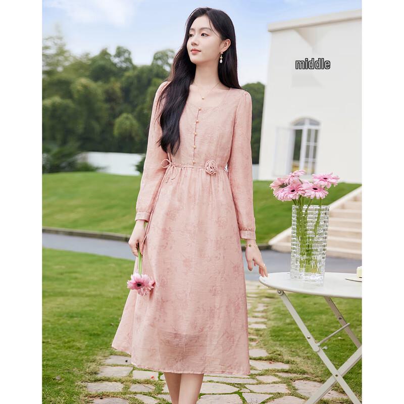 Sishui Nianhua Elegant Long Sleeve Midi Dress