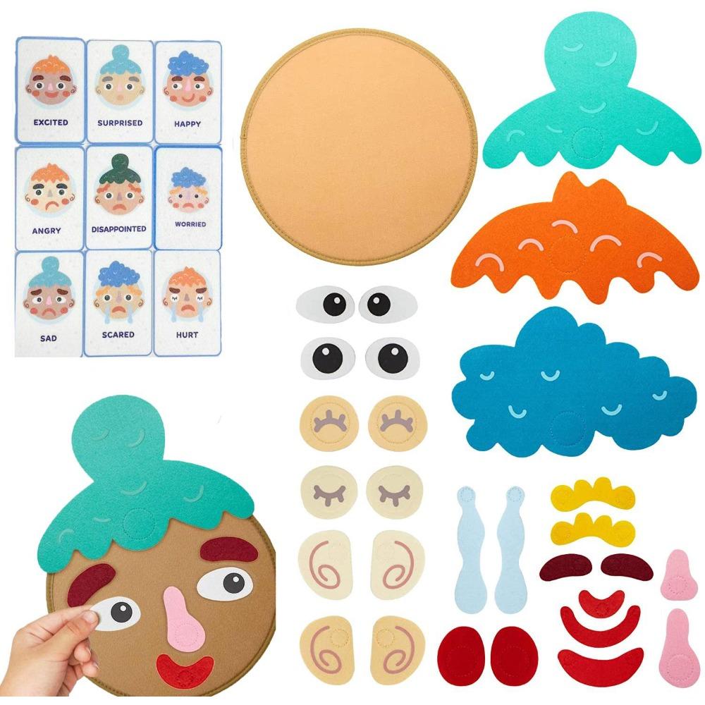 Kids Montessori Facial Expression Game Emotional Change Toys With 9pcs Cards Preschool Learning Educational Toys