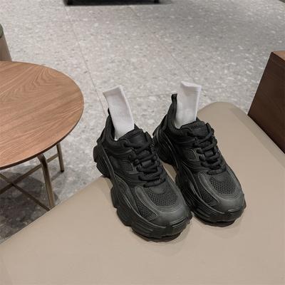 Aixiu Bingxin~ Zapatillas de papá de cuero genuino versión coreana para mujer 2025 otoño e invierno ins marea muffin terciopelo deportivas y de ocio zapatillas para correr