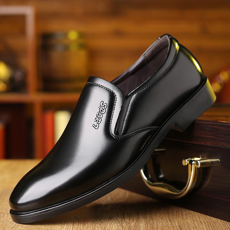 

Men s leather shoes leather business dress youth wedding trend soft sole casual brown glove men s shoes groom wedding shoes 38