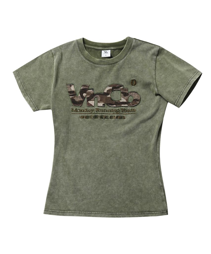 VENHIT Mrt Applique Washed Slim Fit Short Sleeve Tee