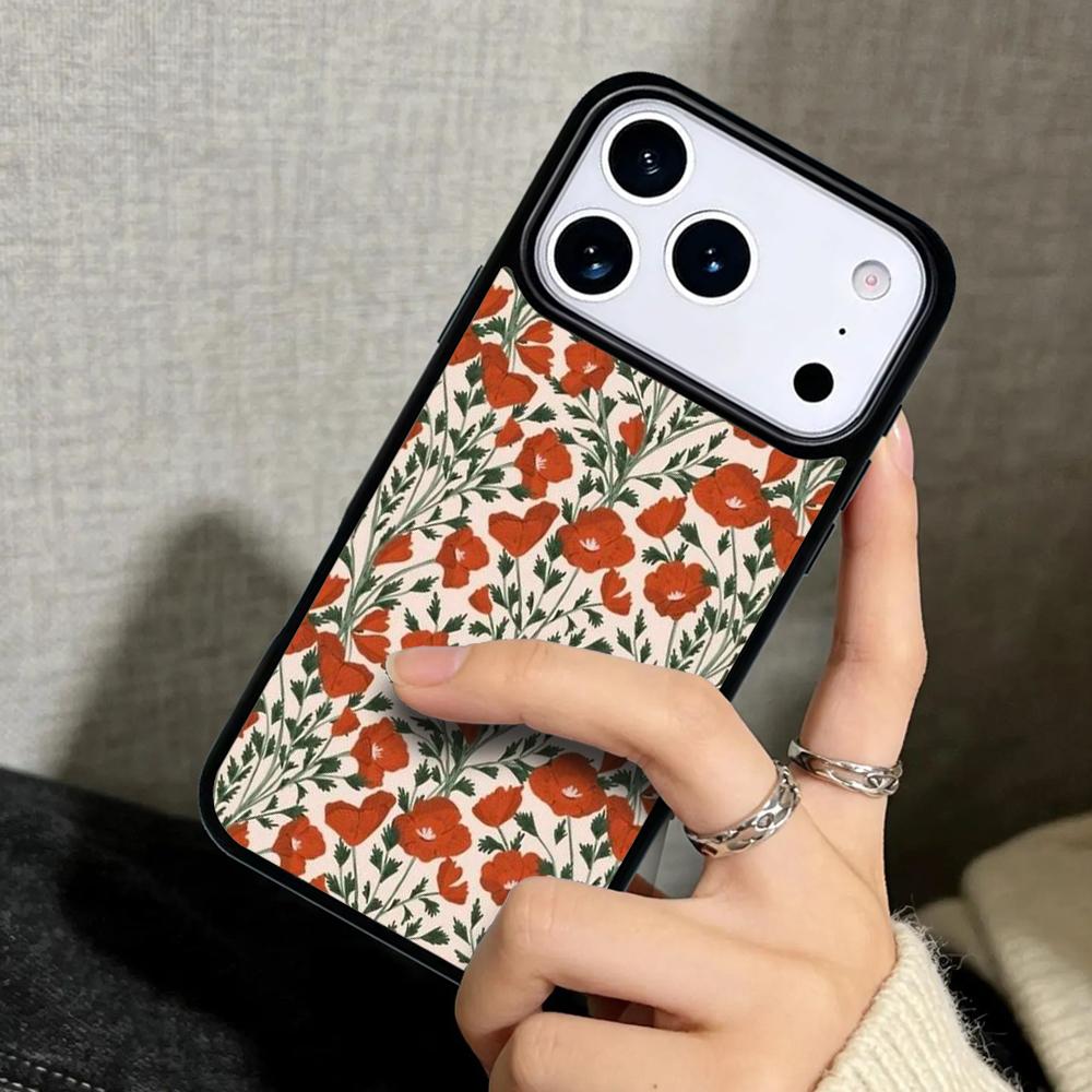Capa Case for iPhone 17 Air 16 Pro Max 15 Plus 11 13 Mini 14 12 Back Phone Cover Flower Green Leaves