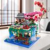 LULUFUN Micro Blocks Peach Blossom Waterfall Toy 3D Puzzle Garden Miniature Landscape Cherry Blossoms Adult Celebration New Year Gift Birthday