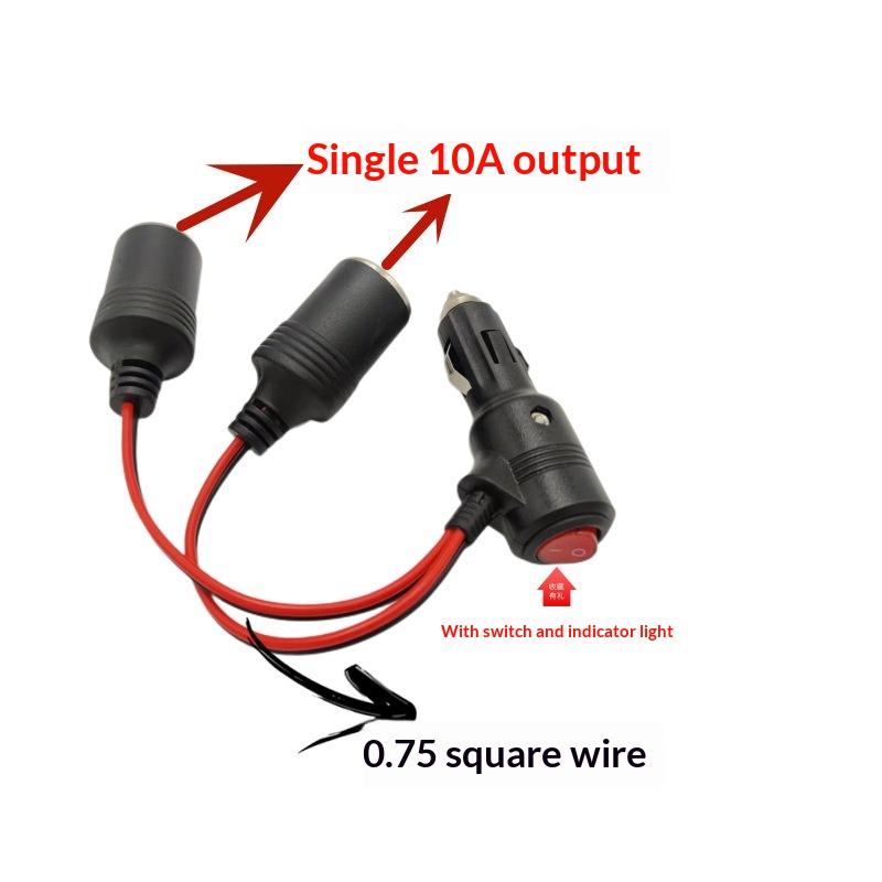 Car Cigarette Lighter Splitter Cable With On Off Switch 1 To 2 1 To 3 Power Adapter High Power Socket For Auto Electronic Device