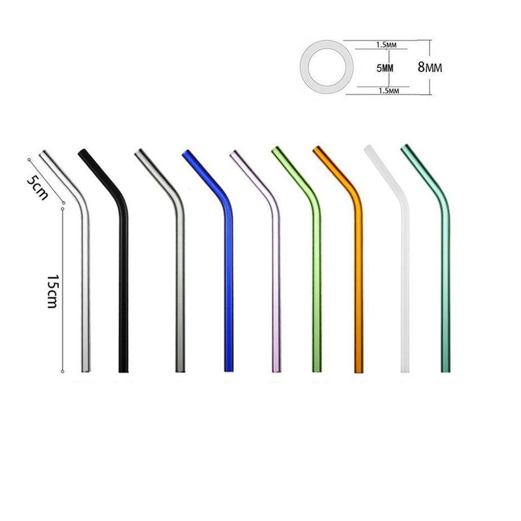 8mm 10mm Bar Tumbler Drinking Straight/ Curve Clear Assorted Colors Reusable Multiuse Home Lving Eco Thick Glass Straw Party  Beads