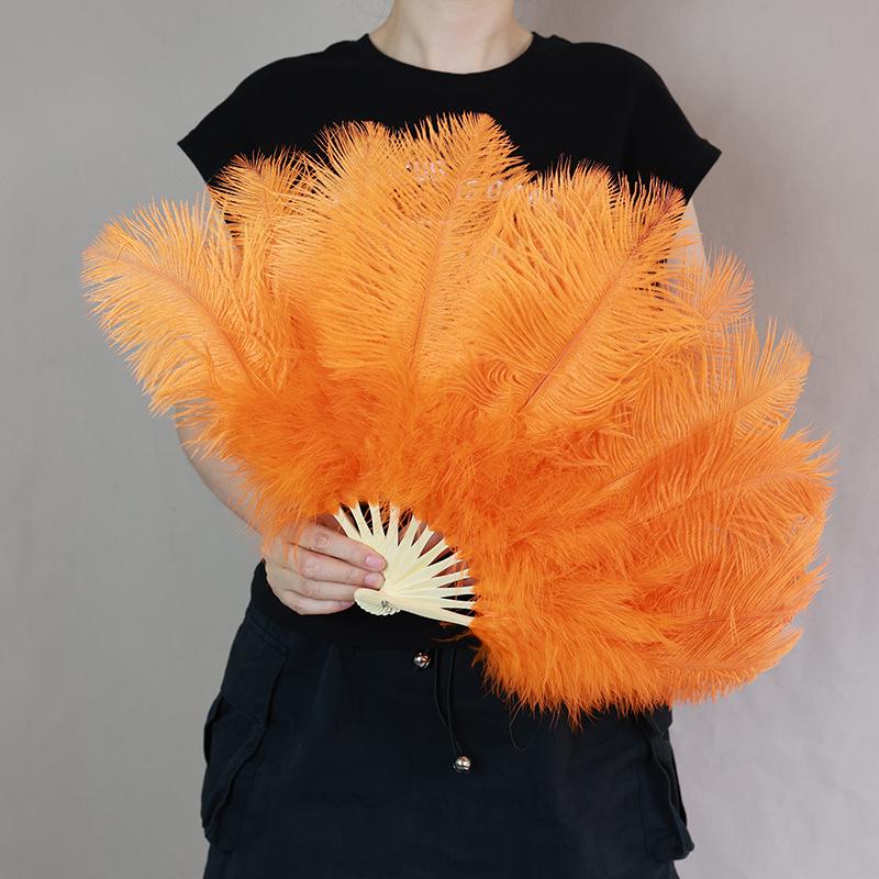 35cm Ostrich Feather Fan for Qipao Fashion Shows and Stage Performances