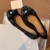 Grape mother single shoes flat bottom high sense external wear temperament small fragrant style not tired feet round head single shoes women's casual