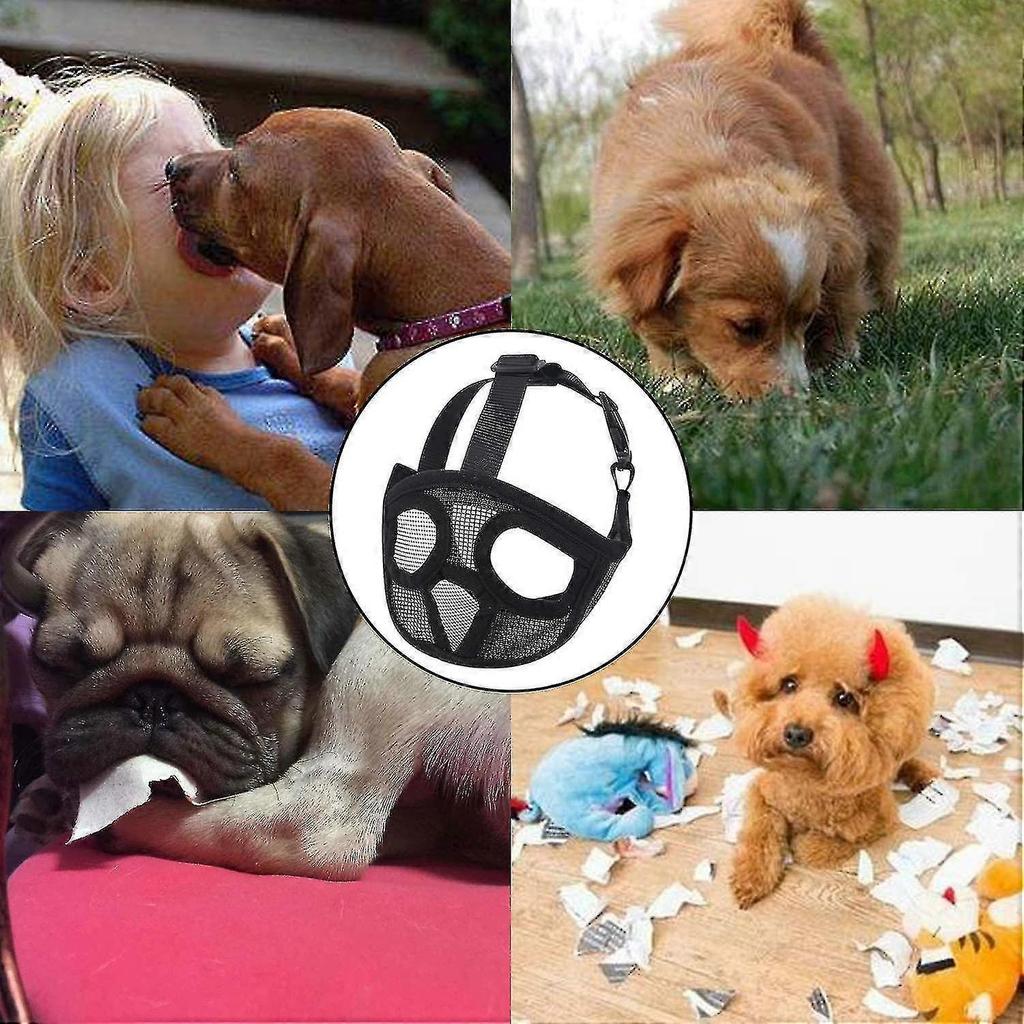 Dog Muzzle With Short Snout Adjustable Breathable Mesh Muzzle For English French Bulldogs Anti-bite Chewing Less