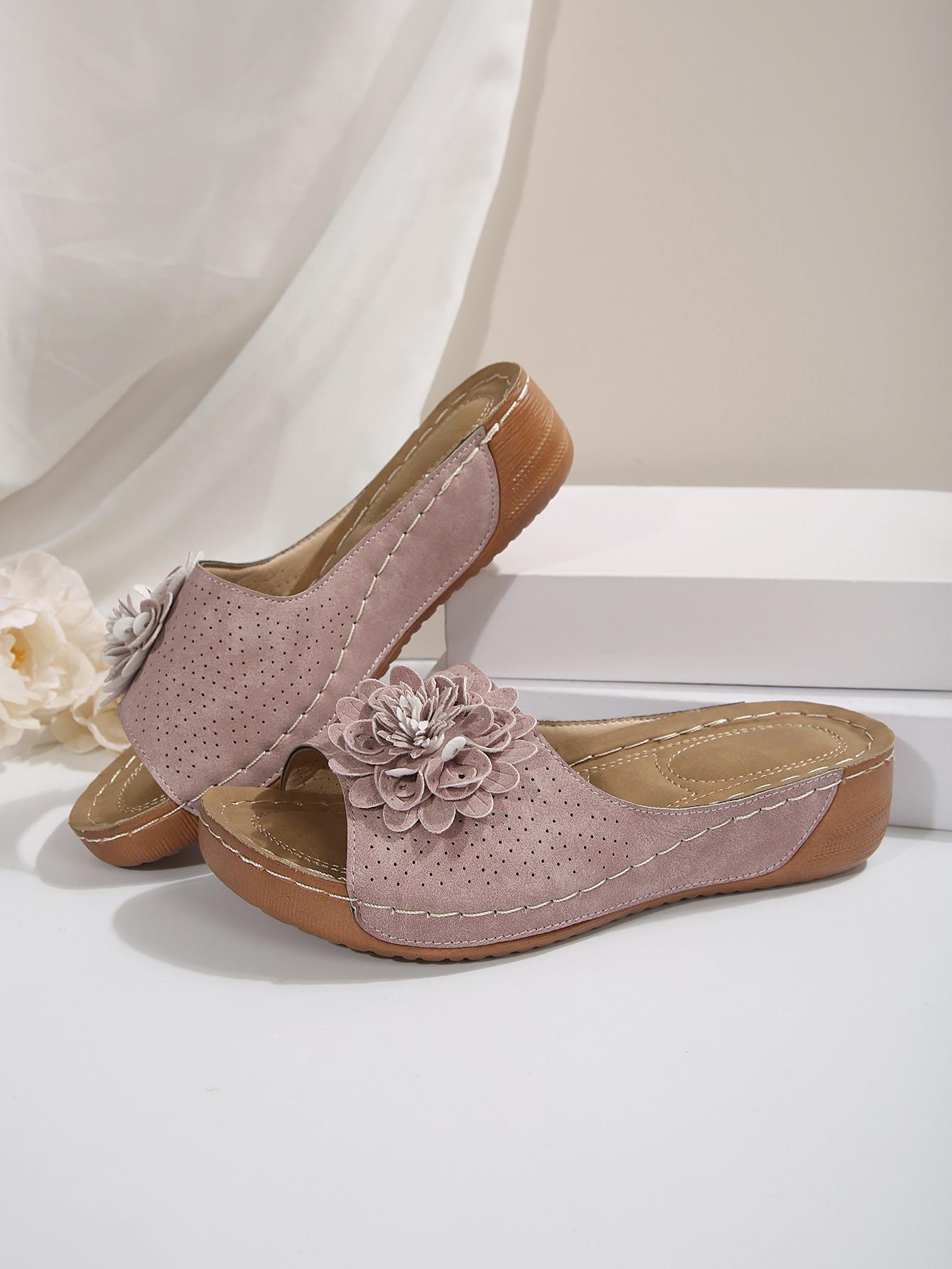 

Женская обувь больших размеров из импортных товаров 2025 года, весна-лето, новинка 2025 года, тапочки с открытым носком и наклонным каблуком, женские сандалии европейского и американского производства 43 розовый