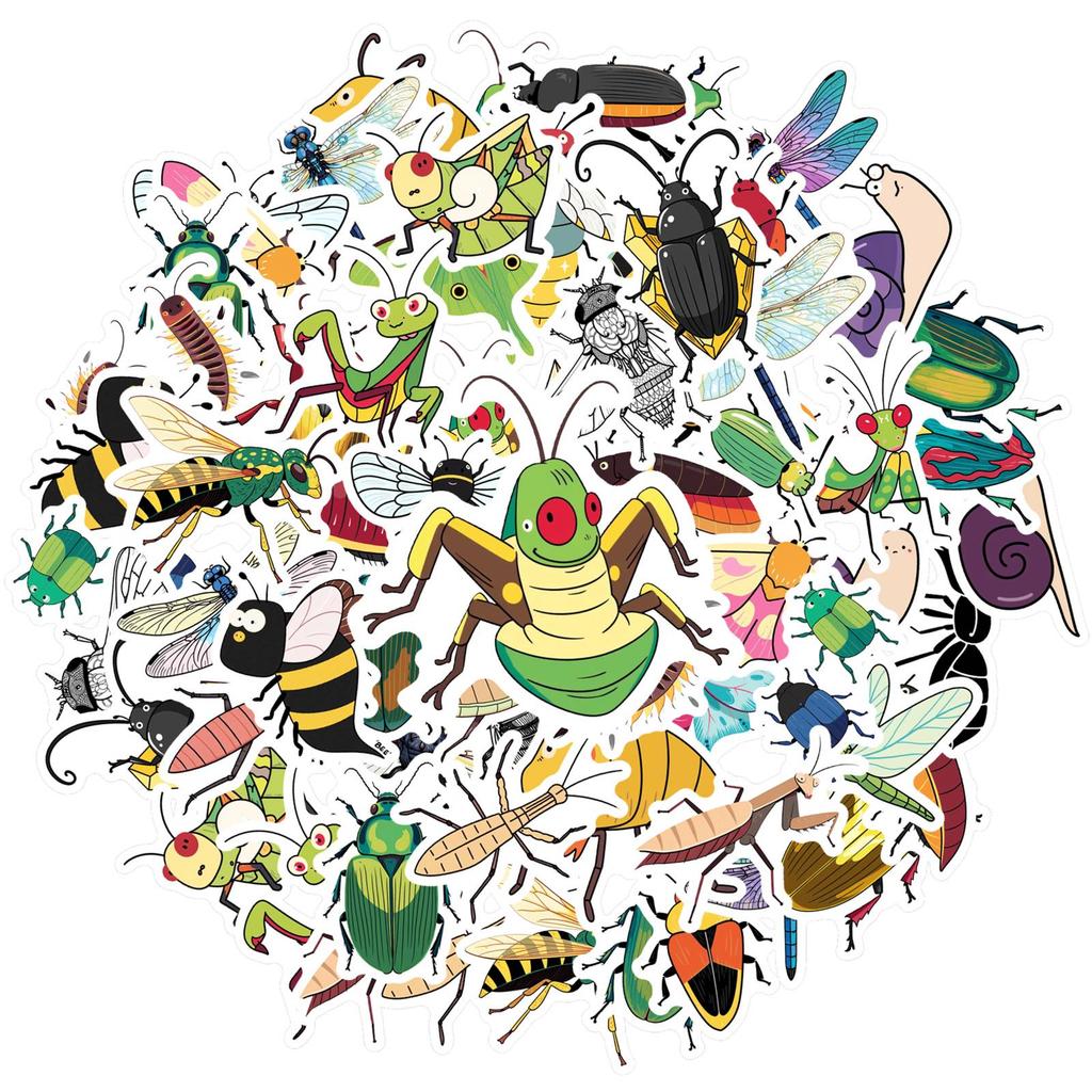 35pcs-50pcs Playful Nature Stickers Cartoon Insects Animal Stickers DIY Stickers For Guitar DIY Skateboard Laptop Luggage Decor