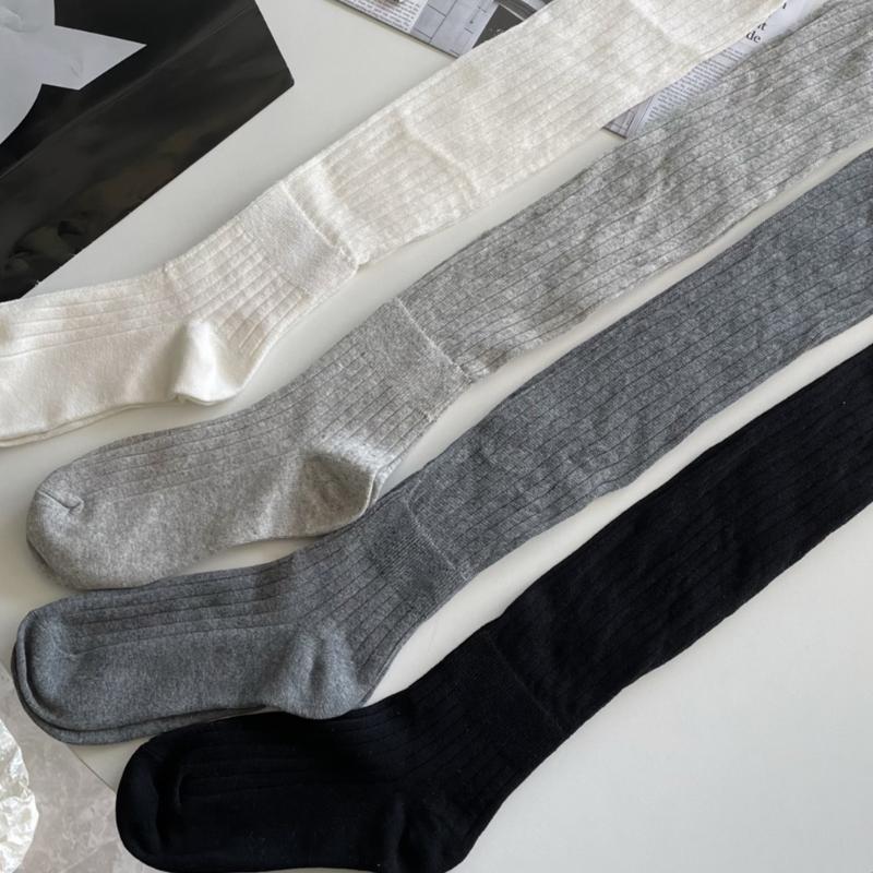 1 Paar Vier-Jahreszeiten-Stapel-Socken Damen Unifarben Stapelbare Socken Beinbekleidung Atmungsaktiv Langer Stil Kniehohe Socken
