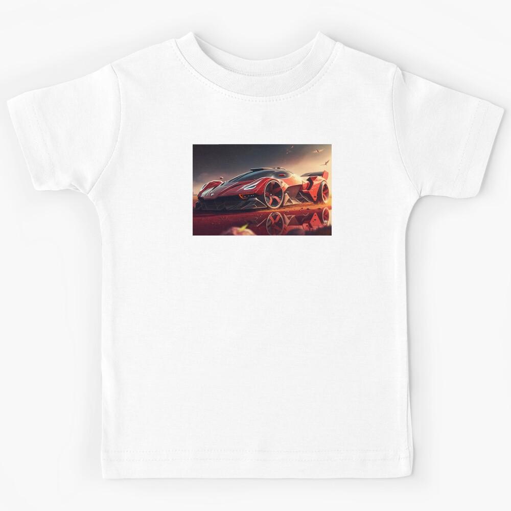 Detailed Red Supercar With A Bright Sunshine Kids T-Shirt 110