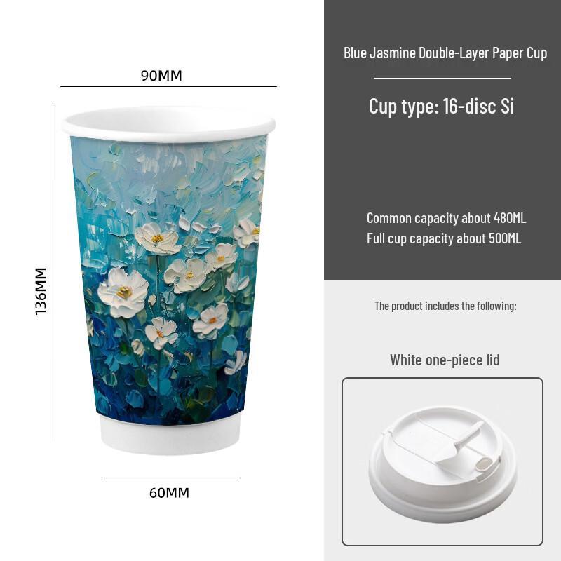 Disposable Double-Layer Paper Cups with Lids