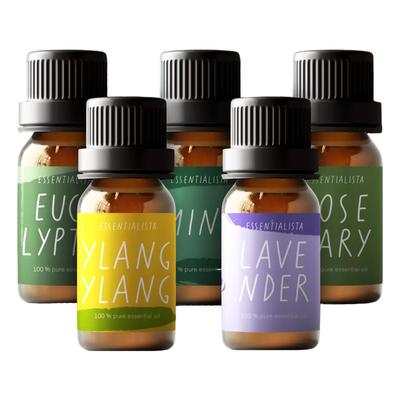 Ensemble d'huiles essentielles (5 pièces), Huiles essentielles: Eucalyptus, Ylang Ylang, Menthe, Lavande, Romarin Lot de 5, Essentialista