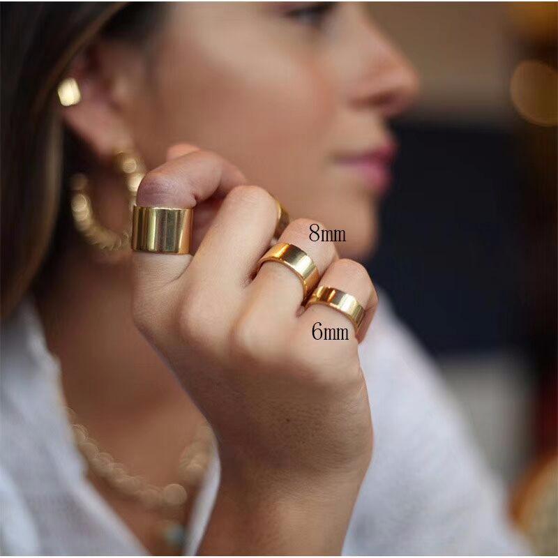Chic Simple Women Rings Stainless Steel Plain Band 2/4/6/8/10mm Tube Shape Ring Candid Jewelry