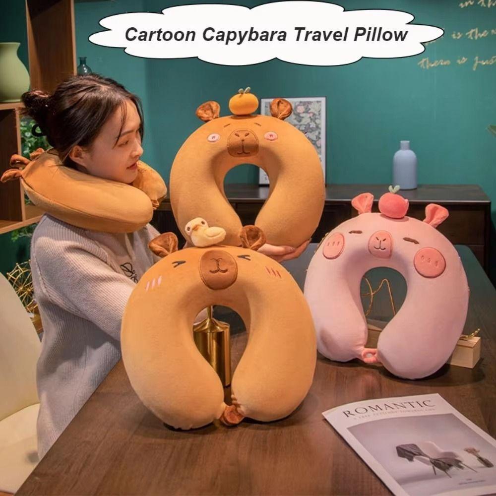 Animal Neck Support Cushion Double-sided Napping Headrest Pad Travel U-Shaped Pillow  Home