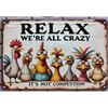Unrivaled "Relax & Enjoy Life" Sign | Colorful Chicken Wall Decor, Weatherproof Iron, All Places Suitable