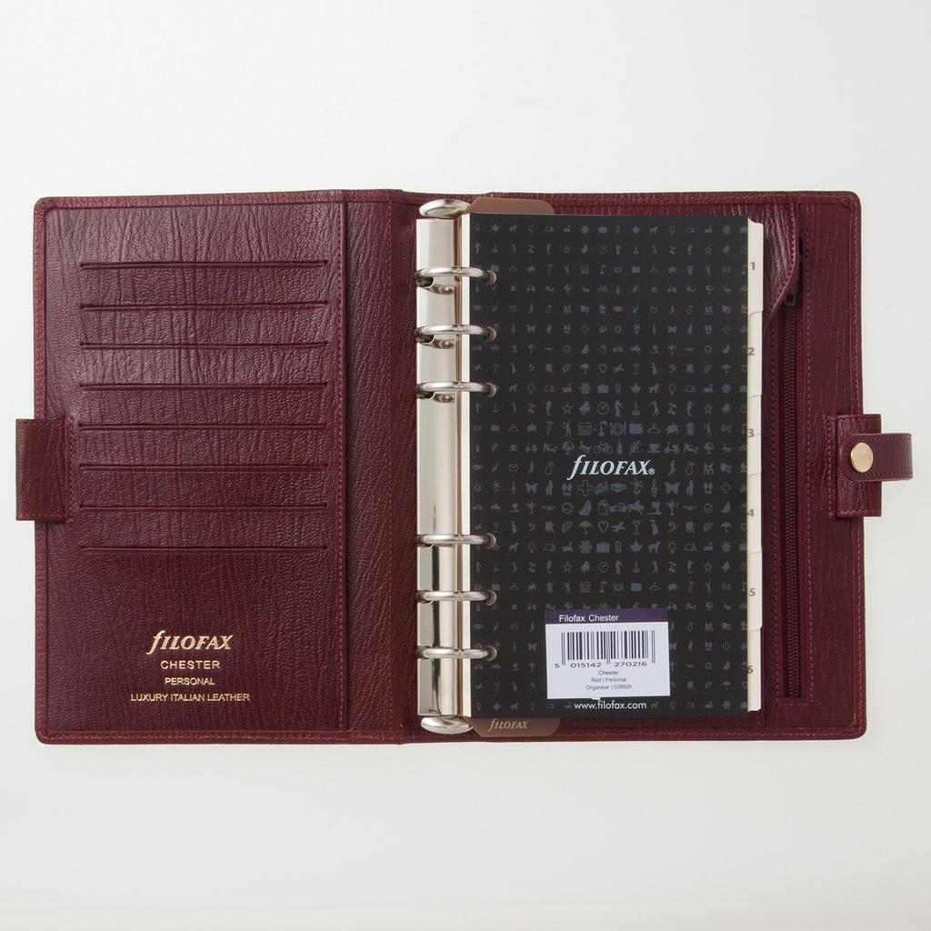 Filofax Chester System Organizer Bible Red 028505