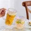 10.3oz/13.7oz Glacier Shaped Glass Cup with Handle Heat-resistant Tea Cup Party Water Bottle Juice Beverage Cups Cold Drink Mug