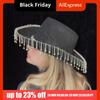 3pcs/Set Bandana Stage Performance Hat Rhinestone Tassel Wide Brim Western Cowboy Hat 3pcs/Set Heart Sunglasses Bling Cowboy Hat