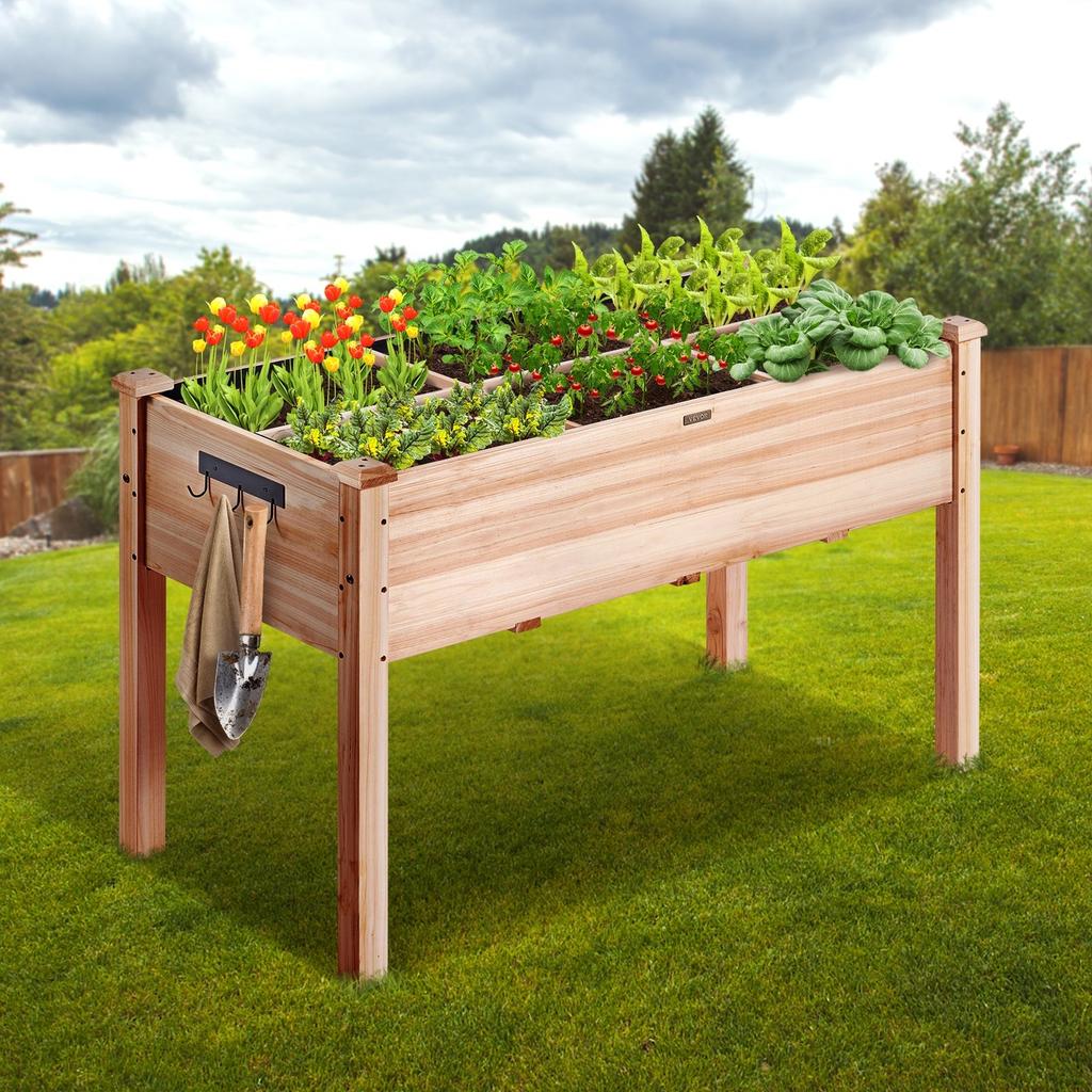 Wooden Raised Garden Bed Planter Box 47.2x22.8x30" Flower Vegetable Herb