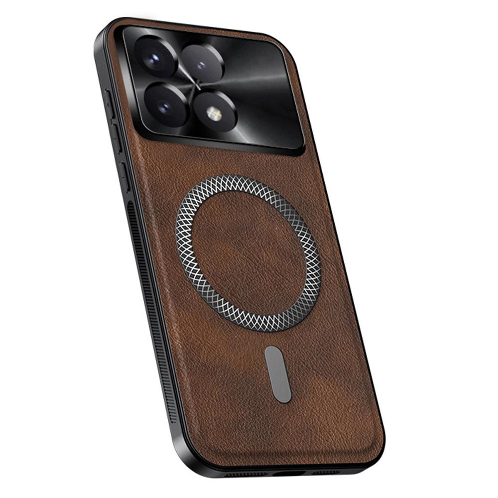 For Xiaomi Redmi K70E 5G/Poco X6 Pro 5G Case Compatible with MagSafe PU TPU PC Phone Back Cover with Metal Lens Frame
