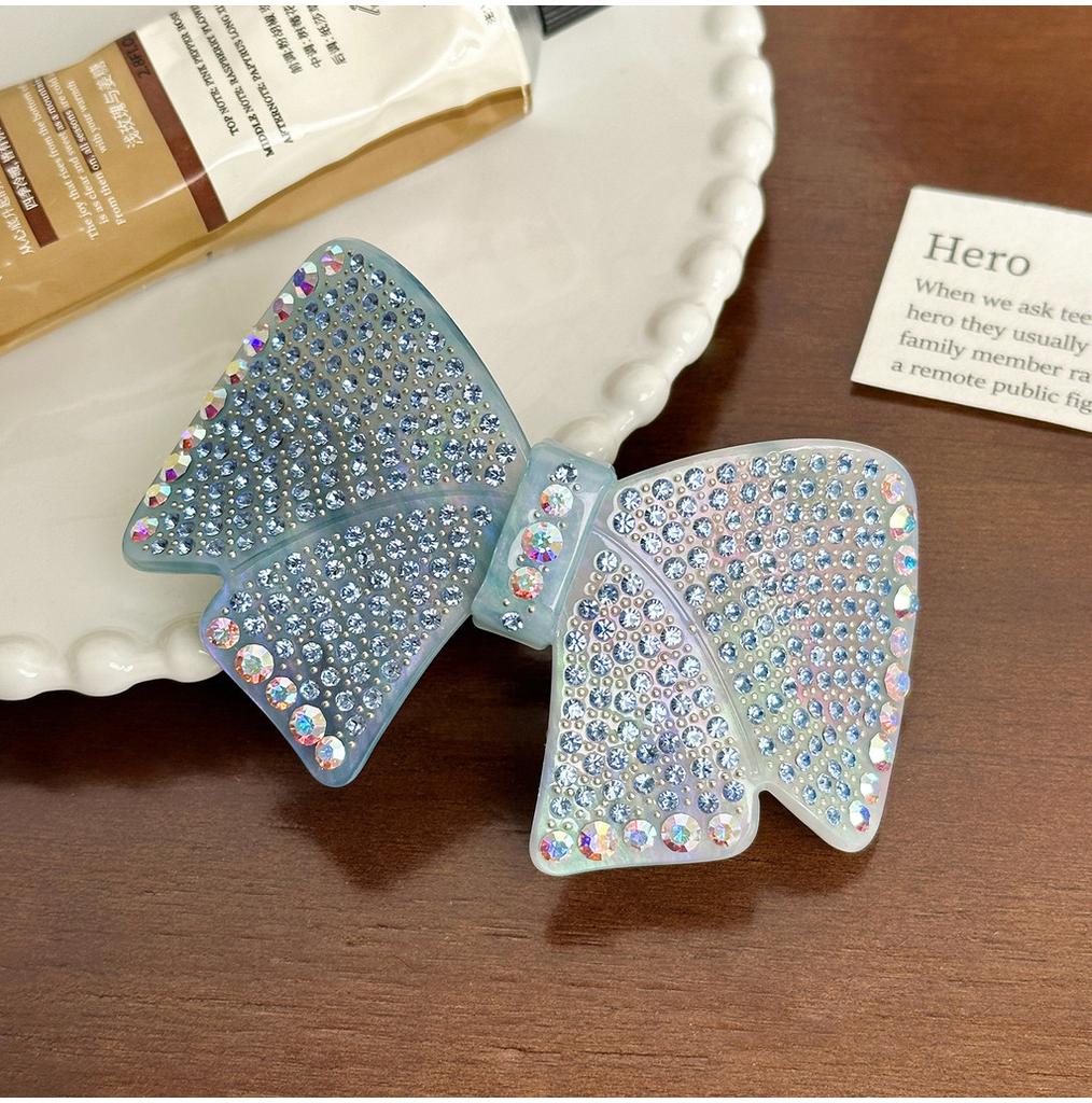Glamorous Rhinestone Butterfly Knot Hairpin Spring Clip Stylish Acetate Headwear Women For
