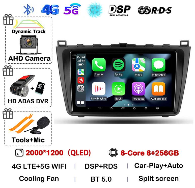 Car Radio Android14 Carplay Auto For Mazda 6 GH 2007 2008 2009 2010 2011 2012 Multimedia GPS Video Player Stereo 2din Head Unit