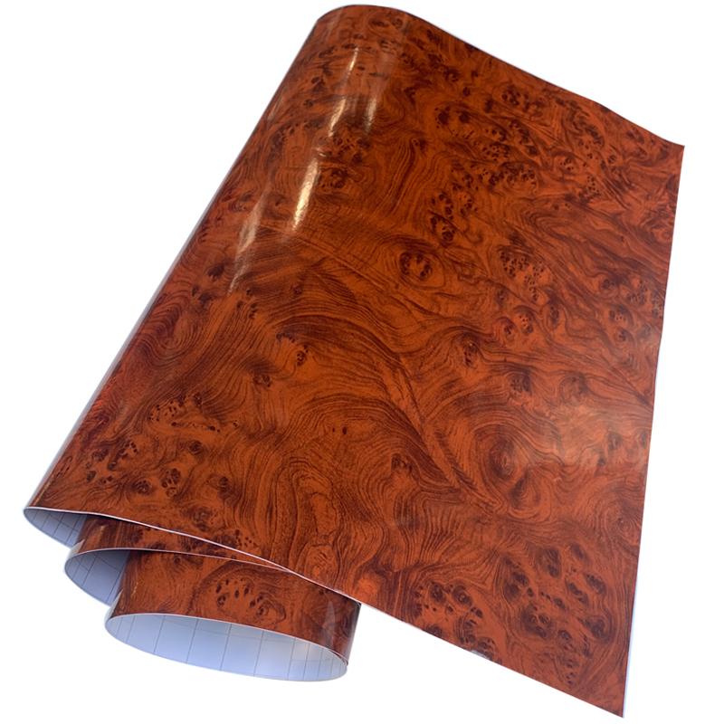 Pvc Self-adhesive Glossy Wood Grain Textured Vinyl Car Vehicle Wrap Sheet Film Sticker Roll Car Home Interior Decors Sticker