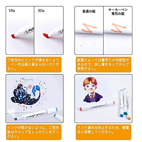 Shuttle Art Illustration Markers, 120 Colors, Blender Pen, 2 Tips, Oil-Based, Waterproof, Quick-Drying, Sketchbook Included, for Comics, Coloring Book