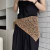 Ins Style Sequined Hollow Knitted Triangle Hair Scarf Bandana Retro Crochet Sheer Headscarf Women Summer Travel Photo Headband