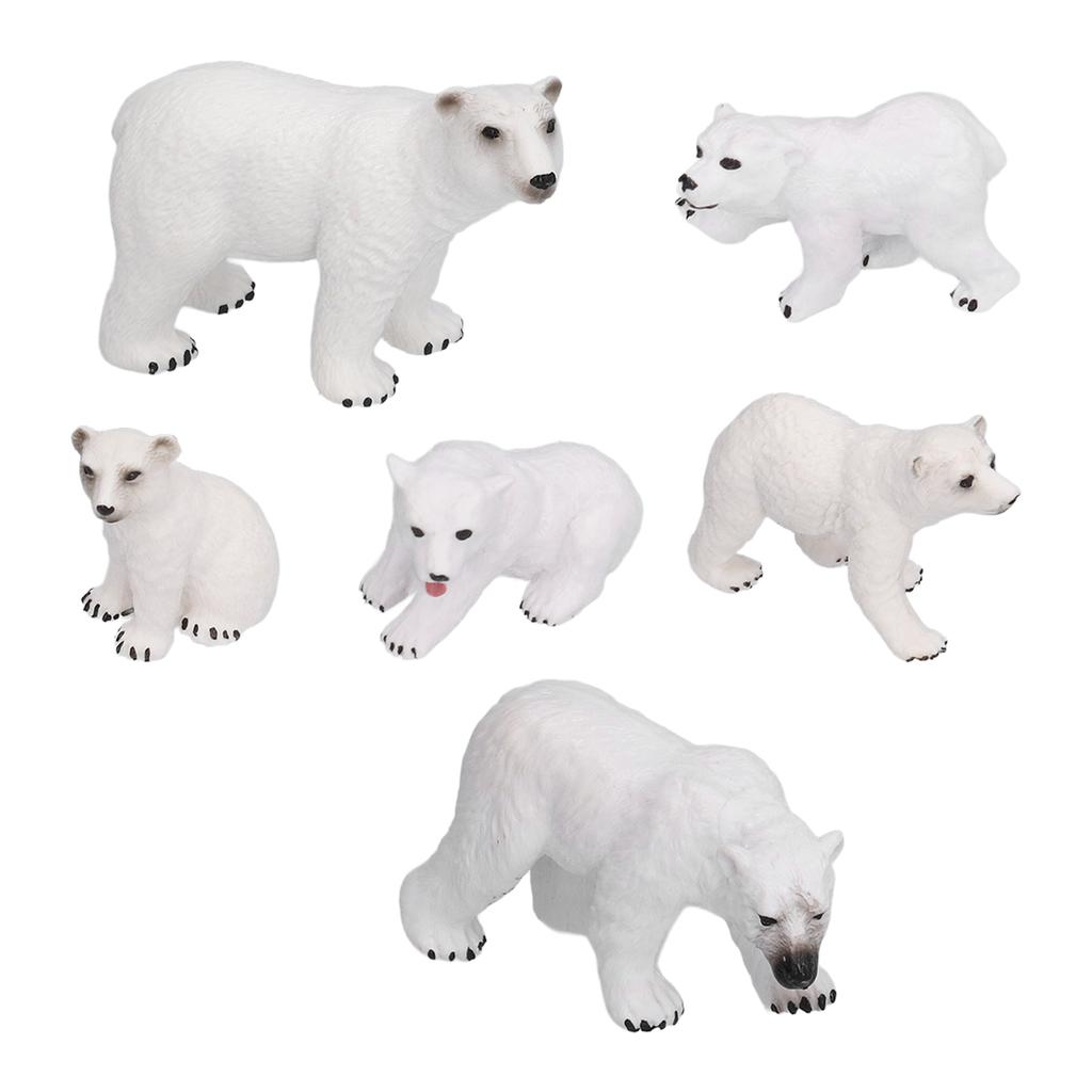 Lifelike White Bear Model Educational Ocean Animal Figures Model White Bear Decoration6pcs