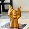 Abstract Face Design Plastic Pen Holder Creative Sculpture Large Capacity Art Supplies Organizer Desktop for Pens Erasers Crayons Markers Makeup Brush