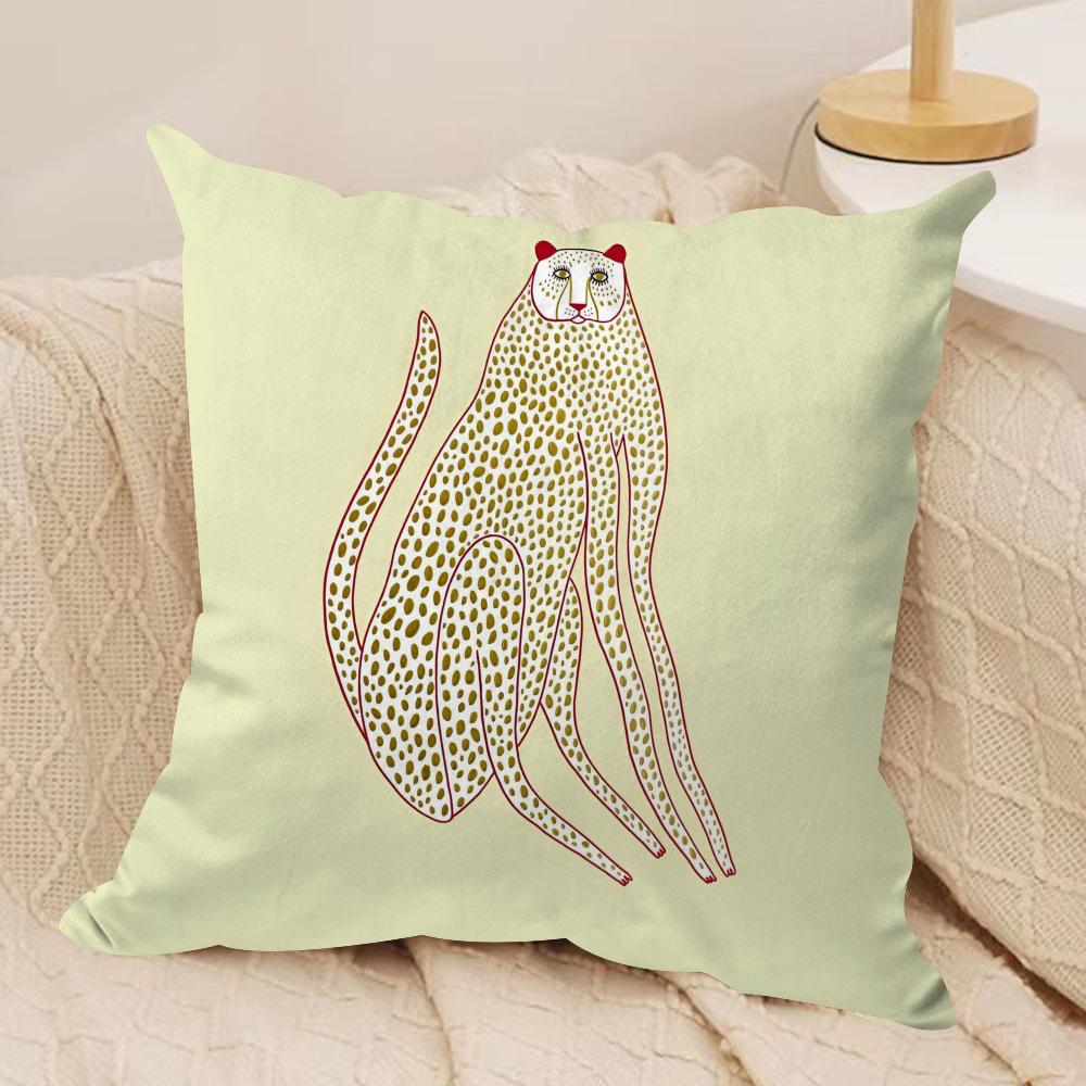 Animal leopard Cushion Cover Silky Short Plush Double-Sided Printed Pillow Case for Sofa All Seasons Home Decor Gift