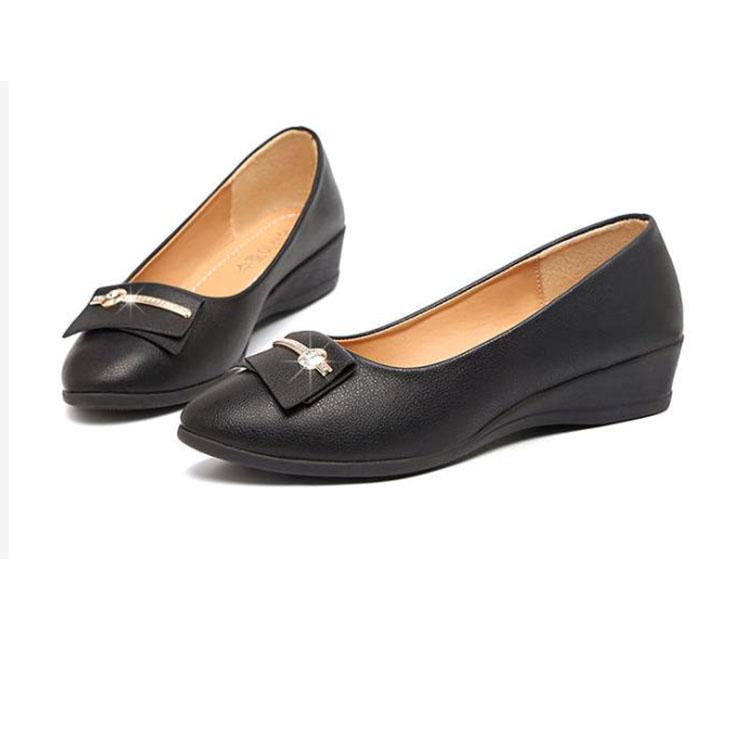Single Shoes Leather Shoes Women's Flat Shoes Slope Heels Work Shoes Korean Women's Shoes Bean Shoes Women's Summer Shoes