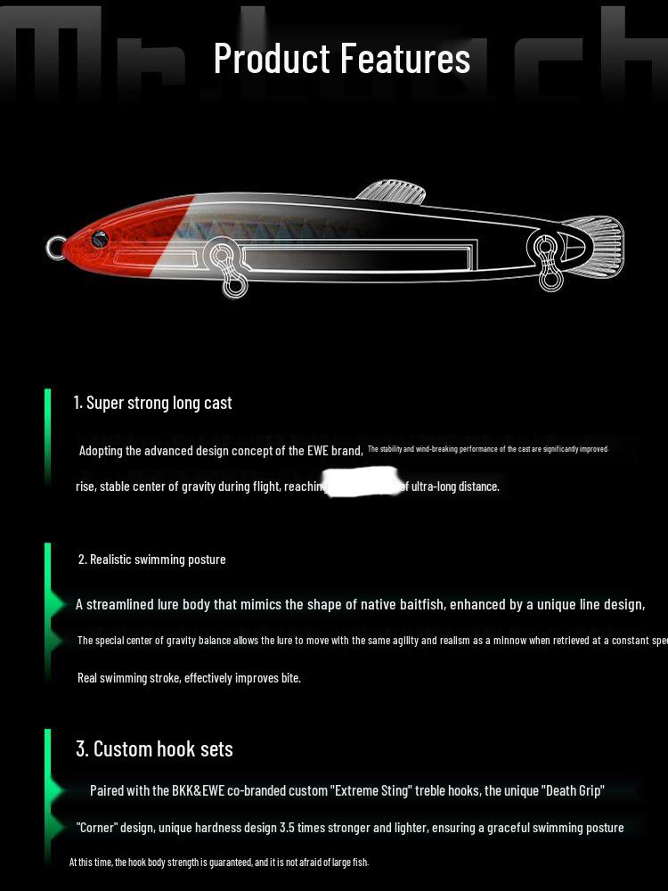 2023 Meixia Loach Brother Sinking Pencil: Loach-Shaped Long Cast Wobbling Lure for Aspius, Mandarin Fish, and Perch