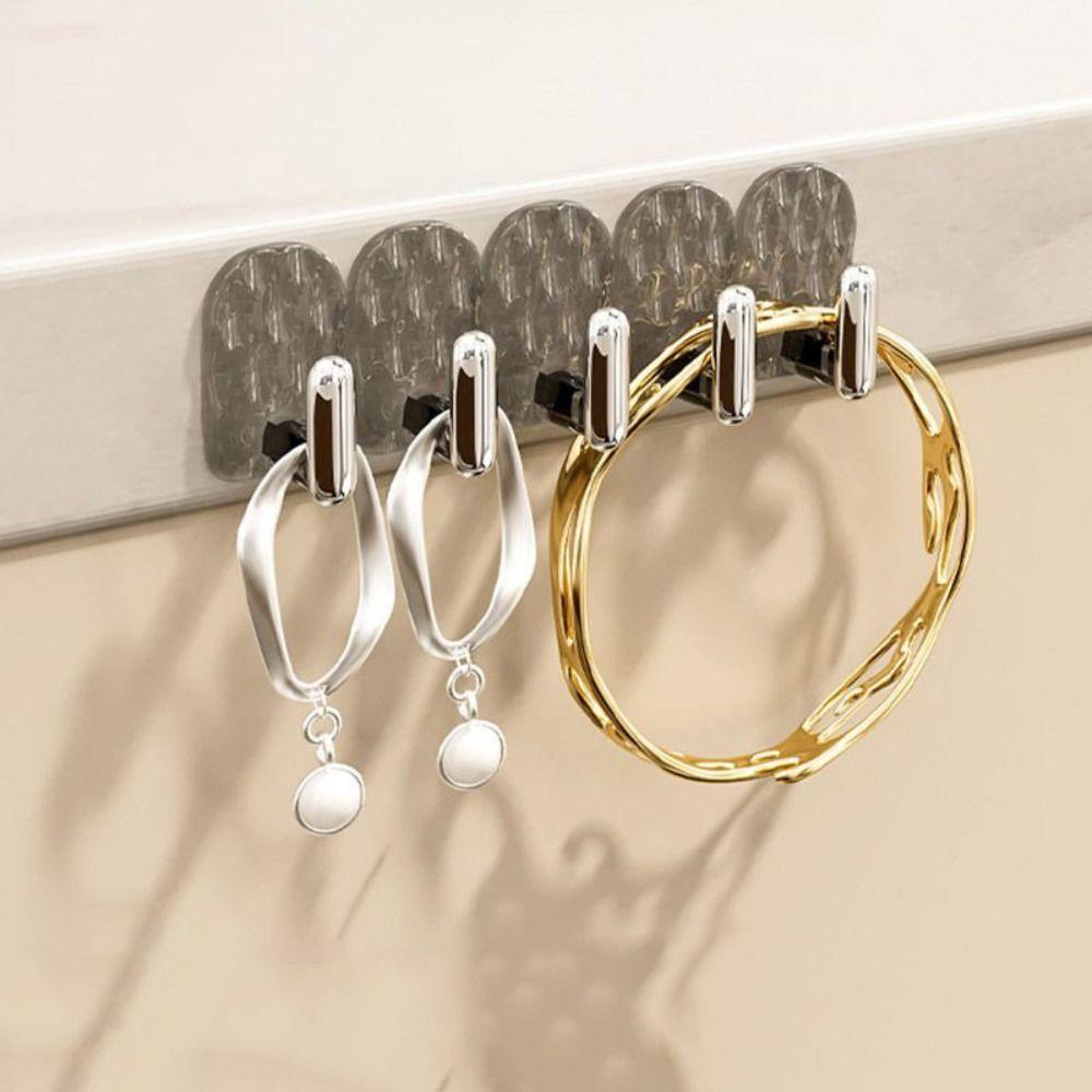 20pcs Transparent Wall Hook Hanging Jewelry Display Rack Necklace Storage Rack  Kitchen