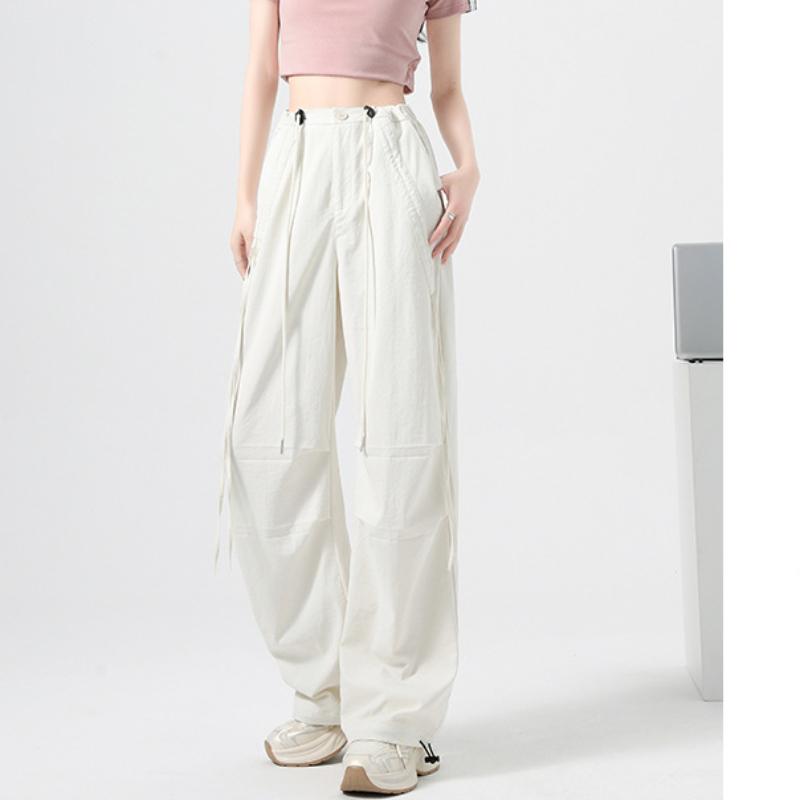 Sport Pants for For Women In Summer Thin New High Waist Wide-leg Slimming Lace-up Drawstring Bow-knot Work Pants