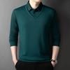 2025 New Men'S Casual And Fashionable Long Sleeved Solid Color Fake Two-Piece Polo Shirt Business All Season Versatile Top