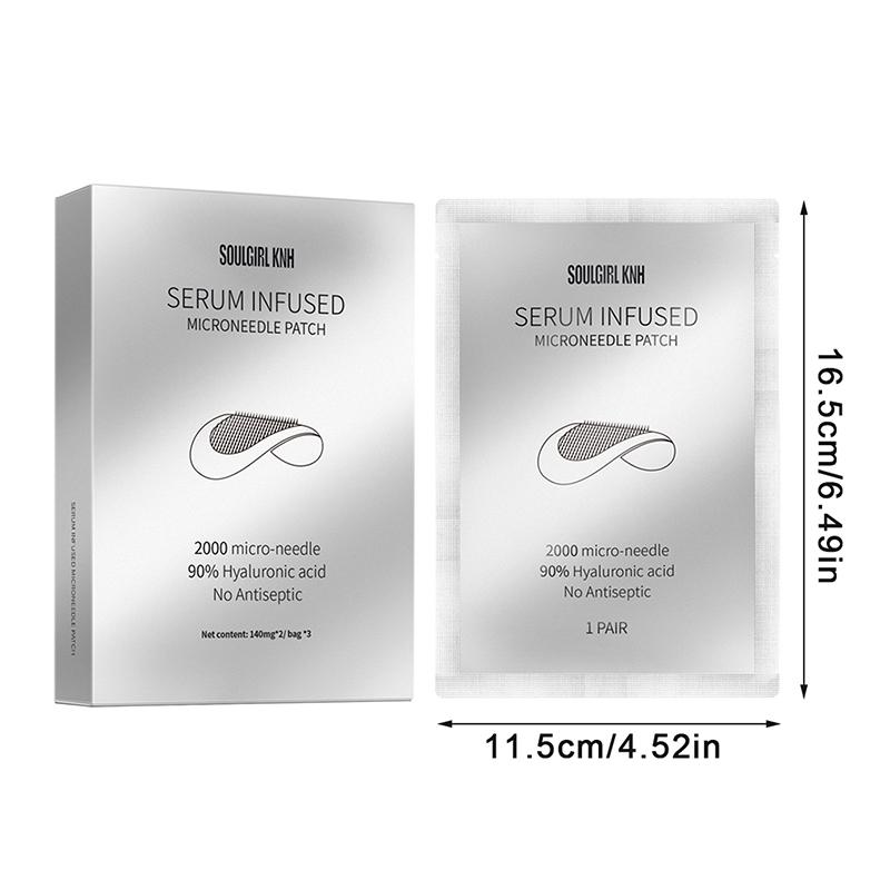 1/3Pairs Microneedle Eye Patches Mask Soluble Hyaluronic Acid Blemish Treatment Sticker 0.25mm Needle Length 2000 Microneedle