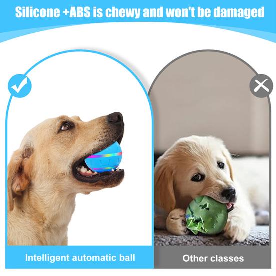 Electric Rolling Ball Dog Toy Smart Automatic Bouncing Ball with LED Light Interactive Touch Activation Moving Ball Toy for Small Medium Dogs