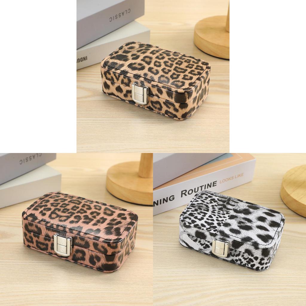 Leopard Print Jewelry Box With Pu Leather And Velvet For Travel And Gift Giving