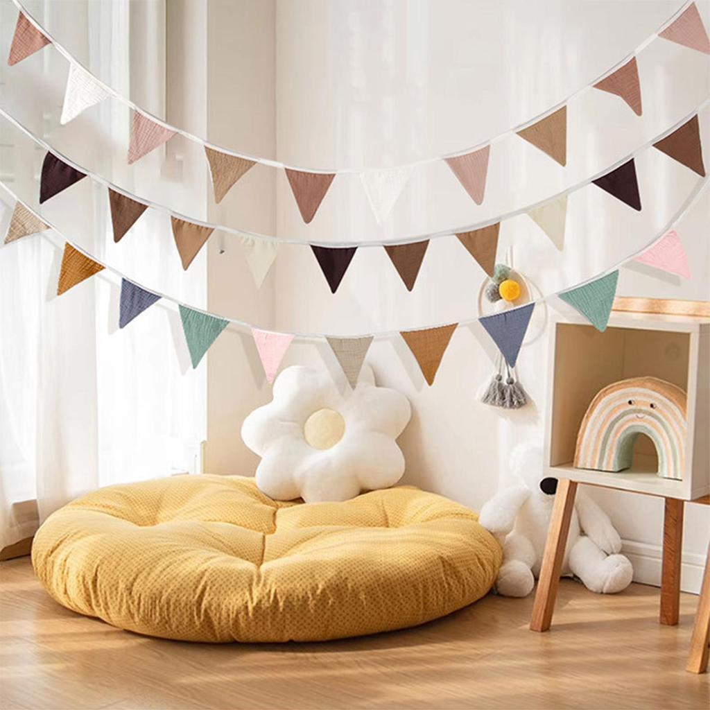 2.6M Hang Flag Banner Hang Triangle Bunting Flags Banner Washable Cotton Fabric Triangle Pennant Garlands For Room Bedroom